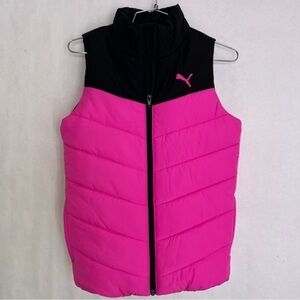 Puma medium girls pink black vest jacket 10/12 77